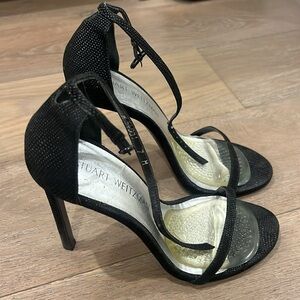 Stuart Weitzman Black Goosebump Nudist High Heel Sandals